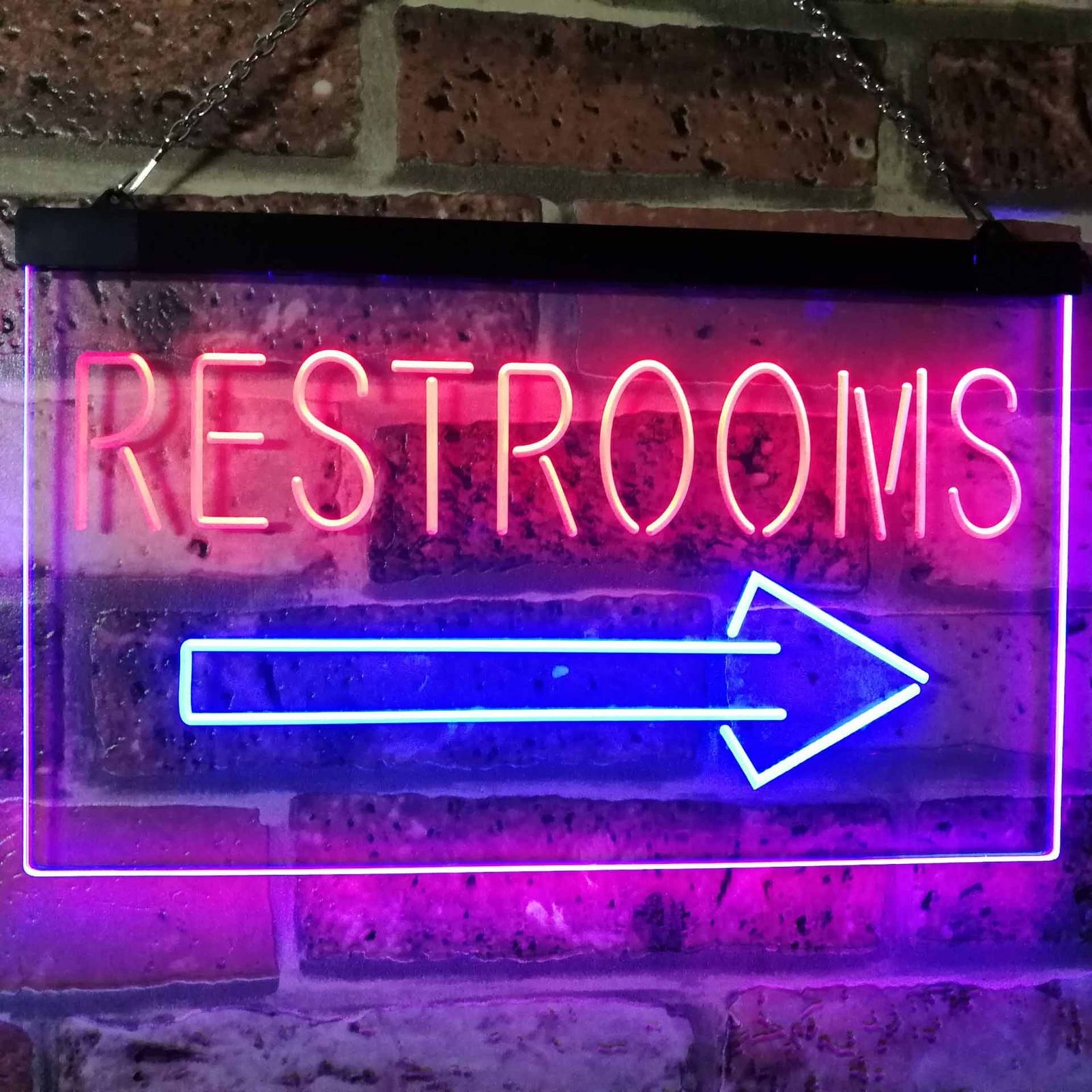 Restroom Arrow Point to Right Toilet Dual Color Led Neon Sign